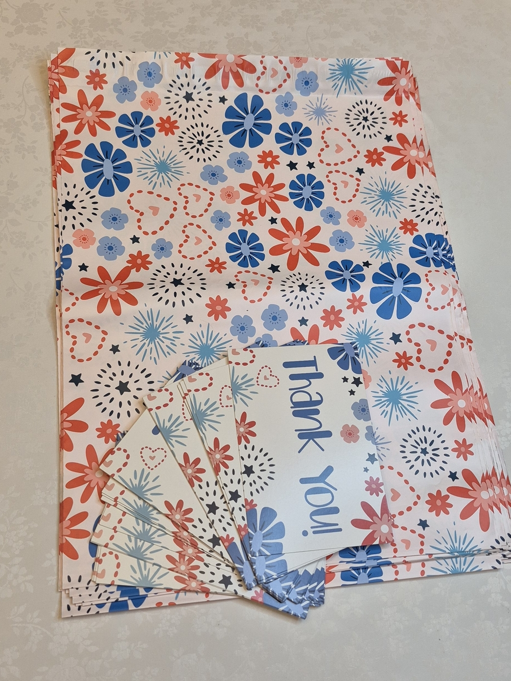 Poly Mailers 25 (12x15.5) + 25 Thank You Cards (4x6) Patriotic 4th Of July - Picture 2 of 5